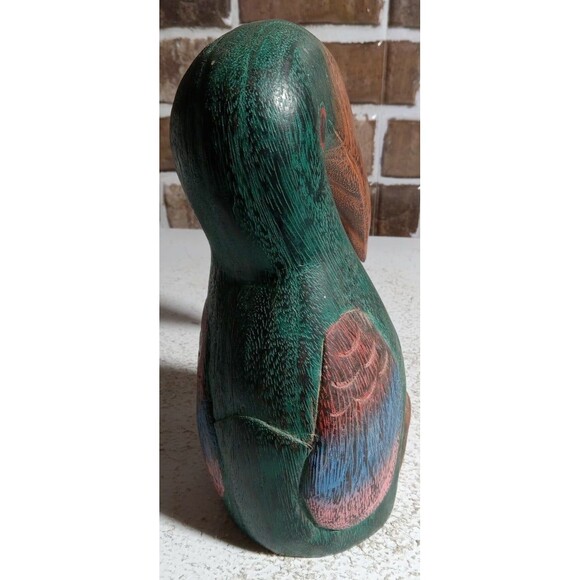 Vintage Wood Carved Toucan Bird Statue Hand Painted Made in Thailand AMP Company - Picture 4 of 12